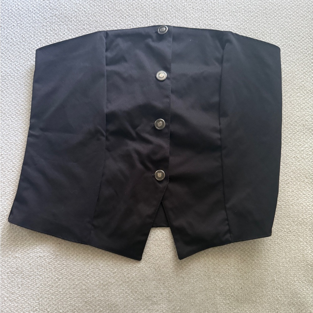 Pacifika Black Corset Button Front Going Out Top - Picture 4 of 6